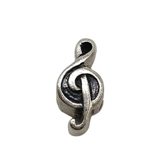 Silver Treble Clef Music Note Charm Bead For Bracelets and Necklaces - Picture 1 of 4